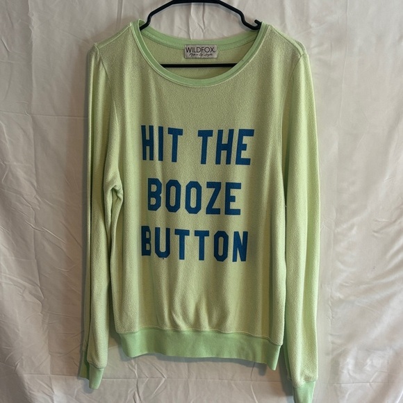 Wildfox Light Green Sweater hit the booze button - Picture 1 of 5